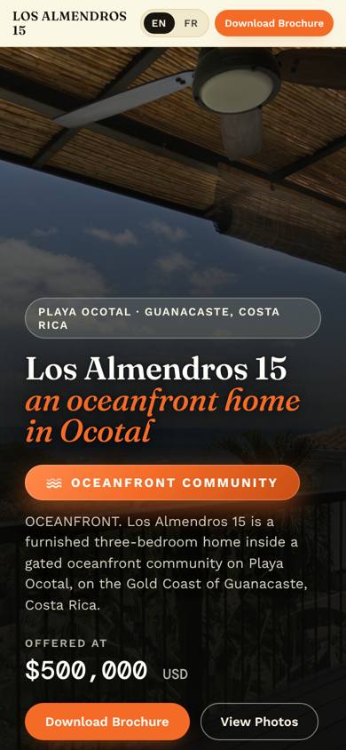 Los Almendros 15 listing site on a phone