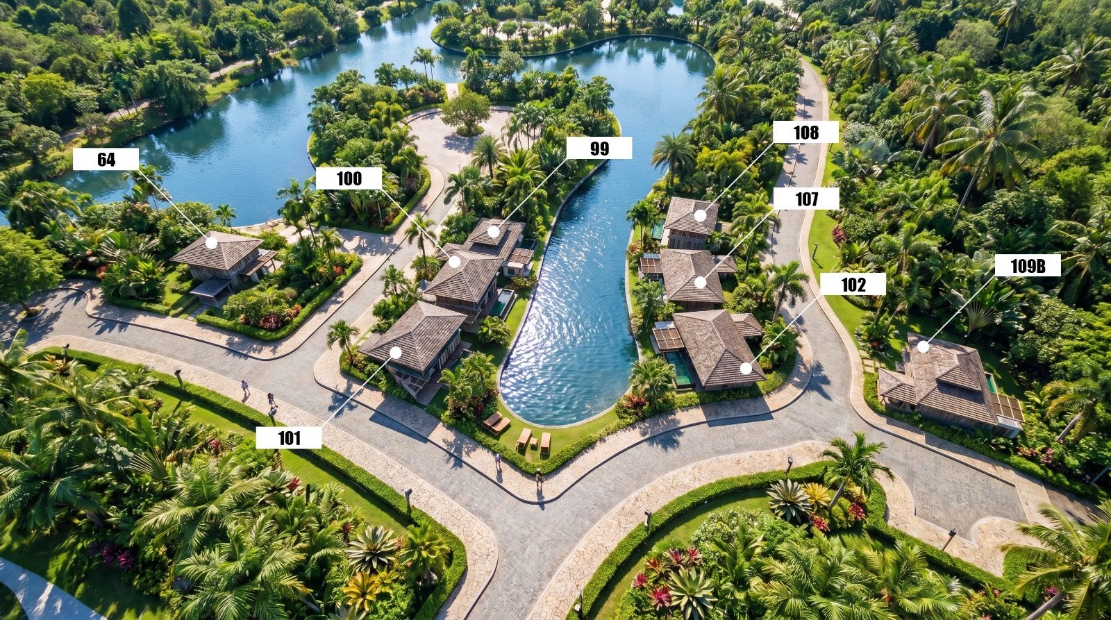 Aerial view of lakefront lots used for this demonstration