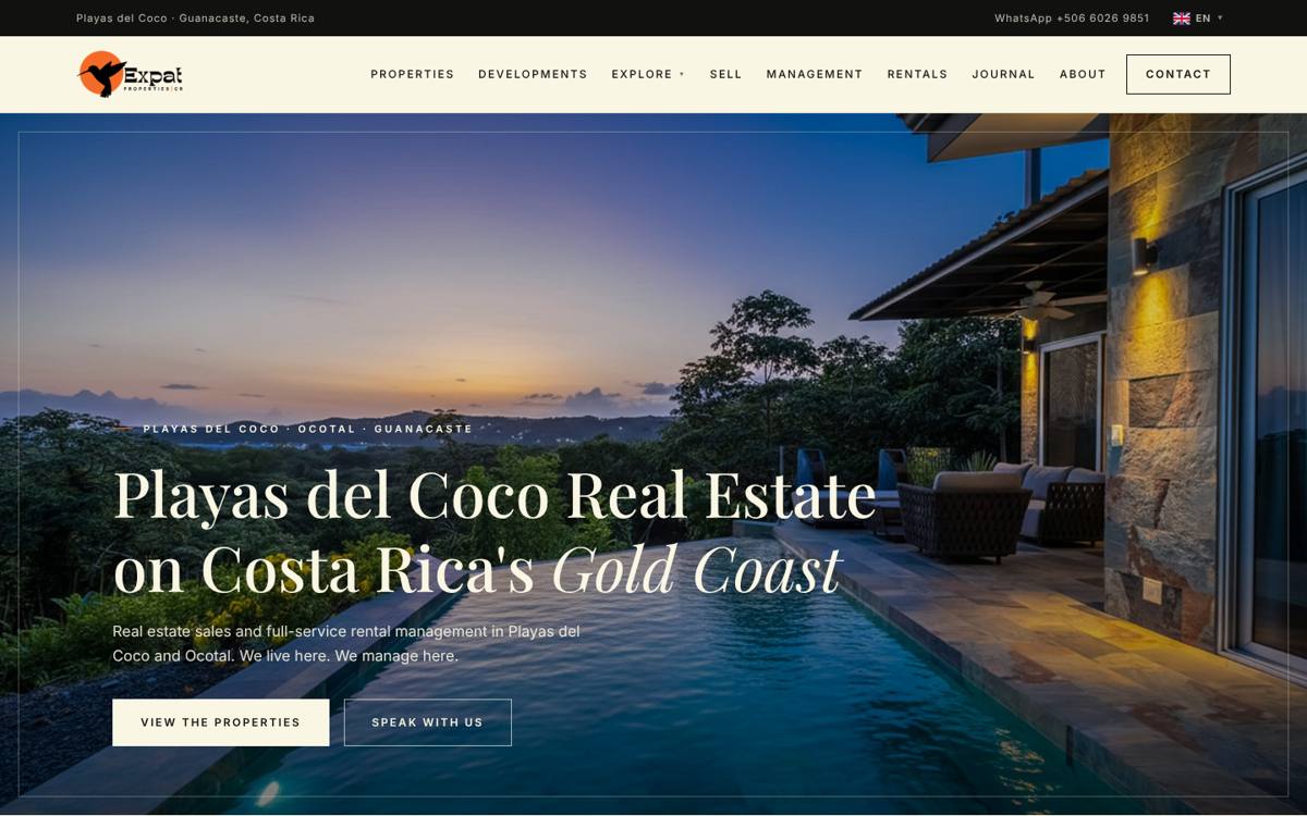 expatpropertiescr.com homepage