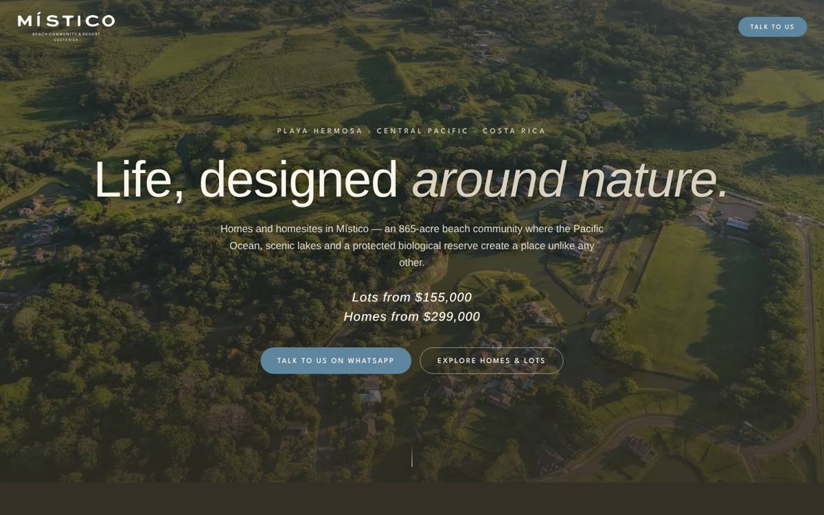 Screenshot of the misticobeachcr.com/own landing page